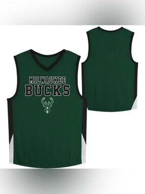 NWT [NBA] Milwaukee Bucks Plan Green/Black Basketball Jersey Youth Sz XL (18/20)